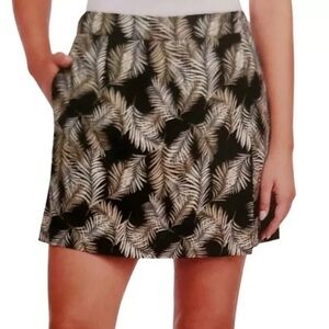 Ellen Tracy Linen Blend Skort Black Fern Print Women’s XL Extra Large
